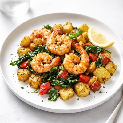Image of Whole30 Potato Shrimp Skillet