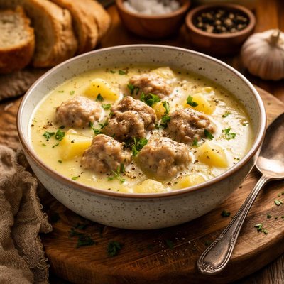 Image of Potato Soup with Meat Dumplings