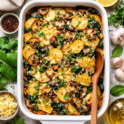 Image of Potato Spinach Mushroom Casserole