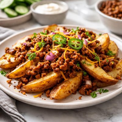 Image of Potato Wedges with Sloppy Joe Topping