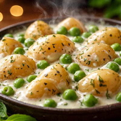 Image of Potatoes and Peas in Cream
