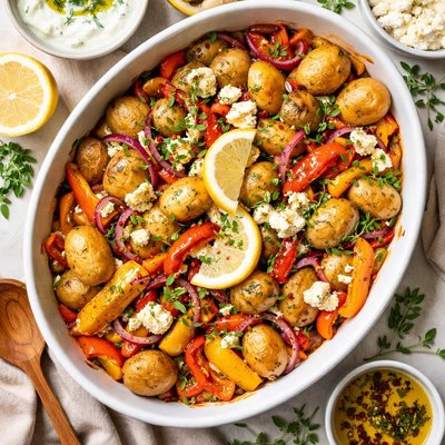 Image of Potatoes Feta Cheese and Peppers Delight