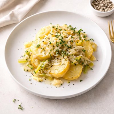 Image of Potatoes with Leeks and Gruyere