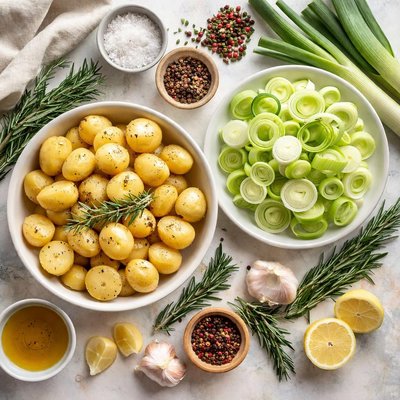 Image of Potatoes with Leeks and Rosemary