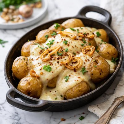 Image of Potatoes with Raclette Cheese and Garlic