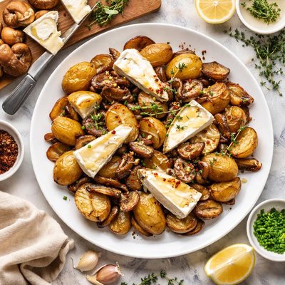Image of Potatoes with Shiitake Mushrooms and Brie