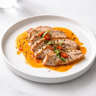Image of Pounded Pork Loin with Orange Pepper Sauce