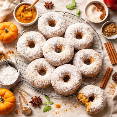 Image of Powdered Pumpkin Doughnuts