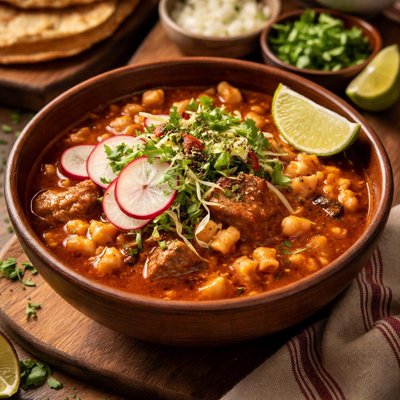 Image of Pozole Rojo Pork and Hominy Stew