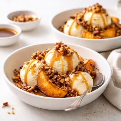 Image of Praline Peach Sundaes