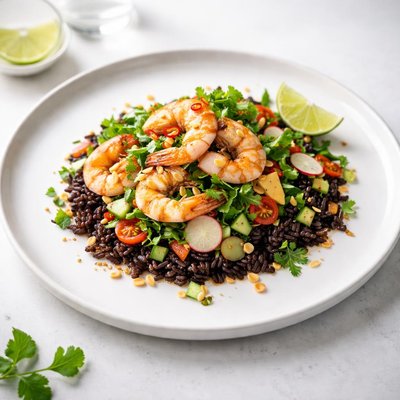 Image of Prawn and Black Rice Salad with Vietnamese Dressing