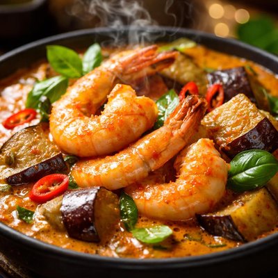 Image of Prawn and Eggplant Curry Kari Udang Dan Terung