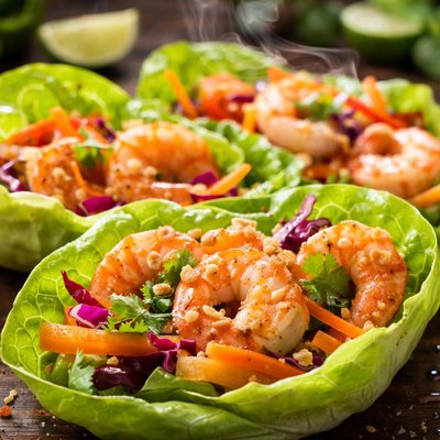 Image of Prawn Shrimp Papaya Lettuce Wraps