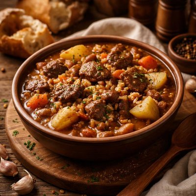 Image of Pressure Cooker Cholent or Beef Barley Stew