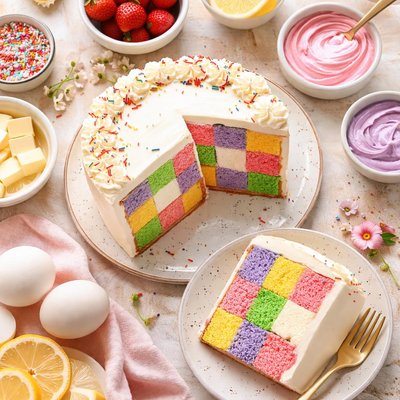 Image of Pretty Checkerboard Cake