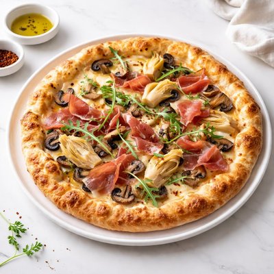 Image of Prosciutto Mushroom and Artichoke Pizza