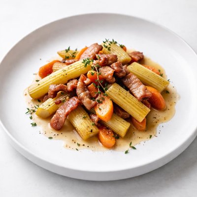 Image of Provence Braise of Celery Carrots and Smoky Bacon