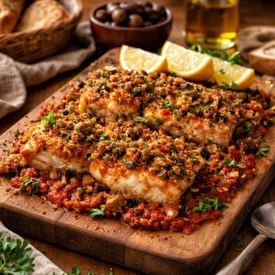 Image of Psari a La Spetsiota Fish Done in the Style of Spetses