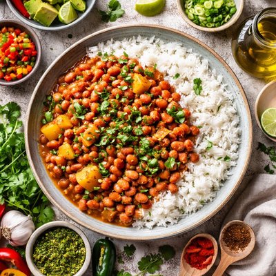 Image of Puerto Rican Beans and Rice Habichuelas Rosadas