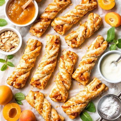 Image of Puff Pastry Glazed Apricot Twists