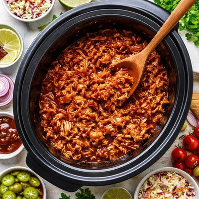 Image of Pulled Pork with Bbq Sauce in the Crockpot
