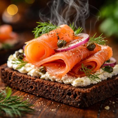 Image of Pumpernickel Topped with Smoked Salmon