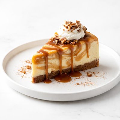 Image of Pumpkin and Caramel Swirled Cheesecake