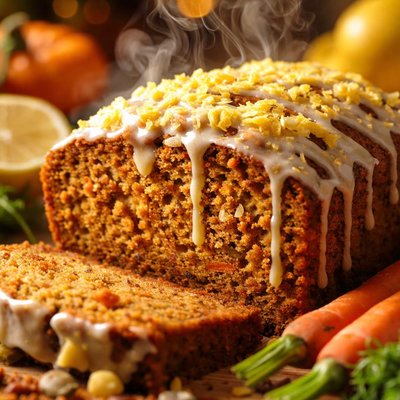 Image of Pumpkin and Carrot Loaf with Lemon Ginger Glaze