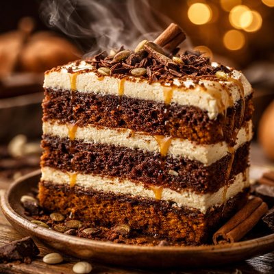 Image of Pumpkin and Chocolate Layer Cake