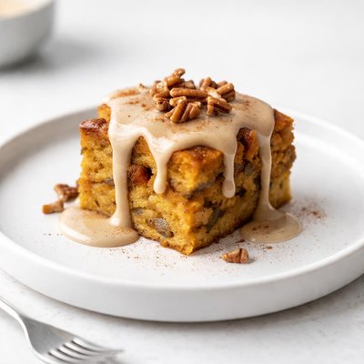 Image of Pumpkin Bread Pudding with Cinnamon Sauce