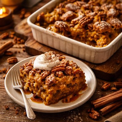 Image of Pumpkin Bread Pudding with Raisin Nut Bread
