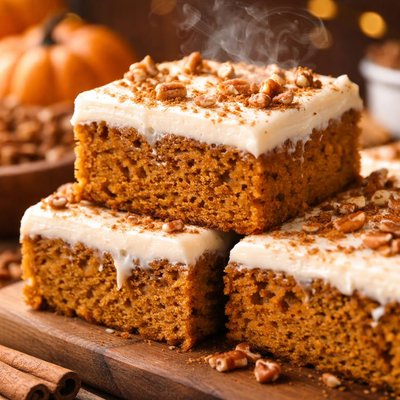 Image of Pumpkin Cake Bars with Cream Cheese Frosting