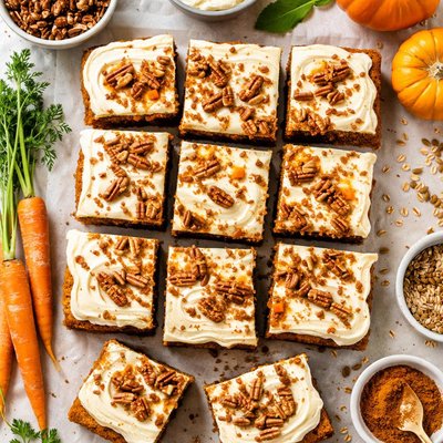 Image of Pumpkin Carrot Swirl Bars with Cream Cheese Topping
