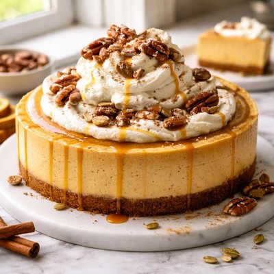 Image of Pumpkin Cheesecake with Bourbon Spiked Cream