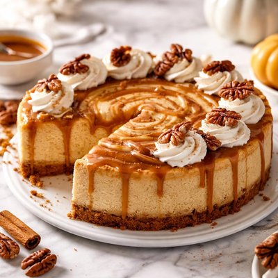 Image of Pumpkin Cheesecake with Caramel Swirl