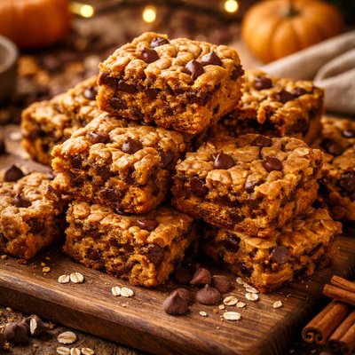 Image of Pumpkin Chocolate Chip Oatmeal Cookie Bars