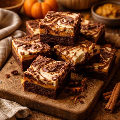 Image of Pumpkin Cream Cheese Swirl Brownies