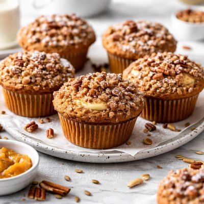 Image of Pumpkin Custard Streusel Muffins