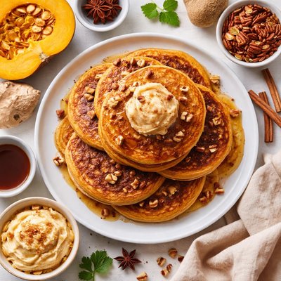 Image of Pumpkin Ginger Pancakes with Ginger Butter