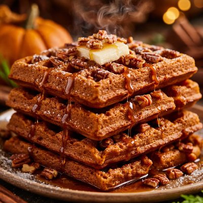 Image of Pumpkin Gingerbread Waffles