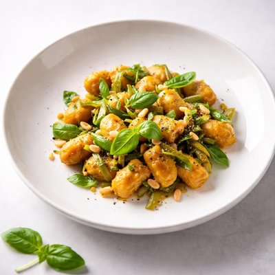 Image of Pumpkin Gnocchi with Leek and Basil Butter