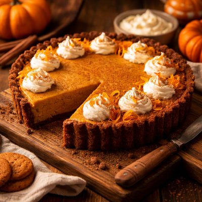 Image of Pumpkin Grand Marnier Tart with Gingersnap Crust