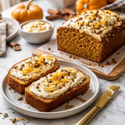 Image of Pumpkin Harvest Loaf with Orange Cream Cheese Spread