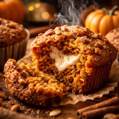 Image of Pumpkin Muffins with Cream Cheese Center