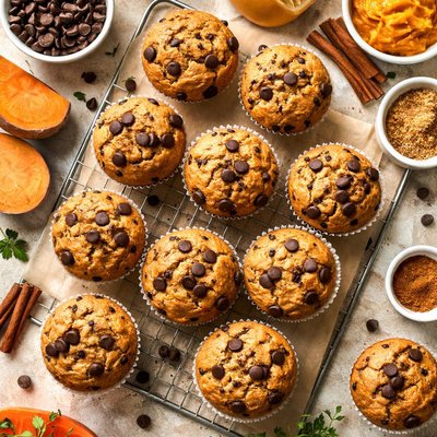 Image of Pumpkin or Sweet Potato Chocolate Chip Muffins