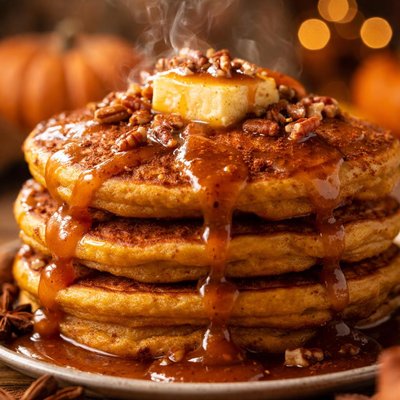 Image of Pumpkin Pancakes with Pumpkin Maple Sauce