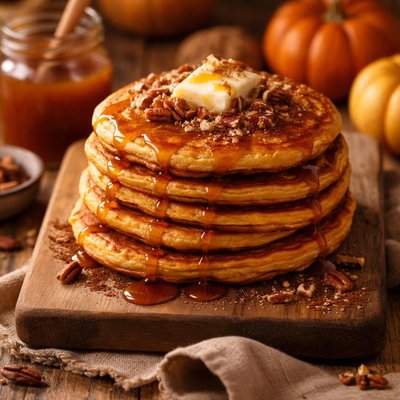 Image of Pumpkin Pancakes with Pumpkin Maple Syrup