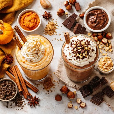 Image of Pumpkin Pie Chai Crme and Chocolate Hazelnut Crm