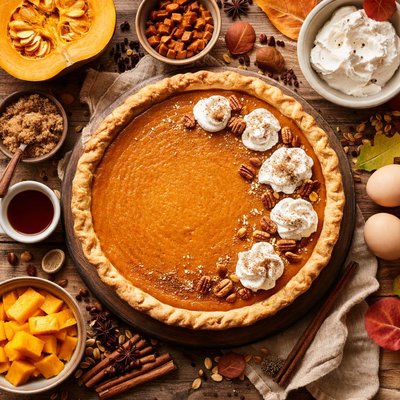 Image of Pumpkin Pie Made from a Real Pumpkin