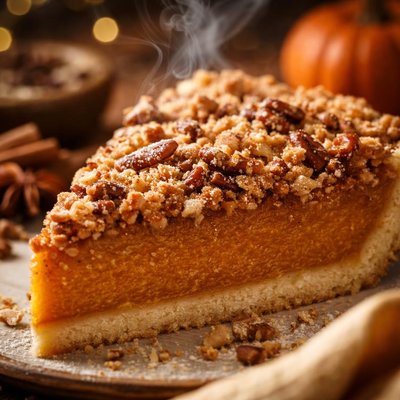 Image of Pumpkin Pie with Streusel Topping Shortbread Crust
